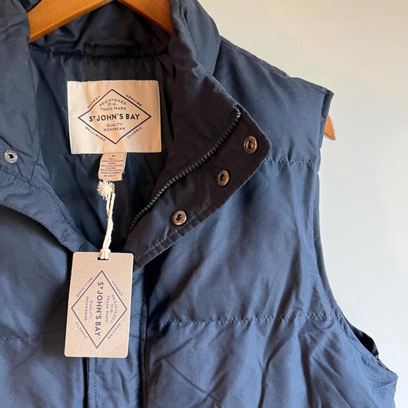 NWT St. John's Bay Navy Blue Puffer Vest Size Medium - Picture 2 of 3